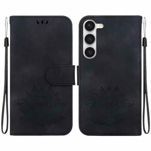 For Samsung Galaxy S23 5G Lotus Embossed Leather Phone Case(Black)