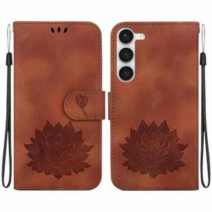 For Samsung Galaxy S23+ 5G Lotus Embossed Leather Phone Case(Brown)