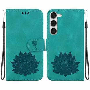 For Samsung Galaxy S23+ 5G Lotus Embossed Leather Phone Case(Green)