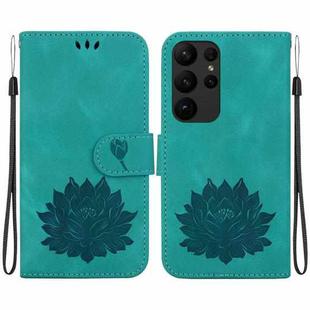 For Samsung Galaxy S23 Ultra 5G Lotus Embossed Leather Phone Case(Green)