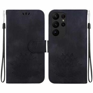 For Samsung Galaxy S23 Ultra 5G Lotus Embossed Leather Phone Case(Black)