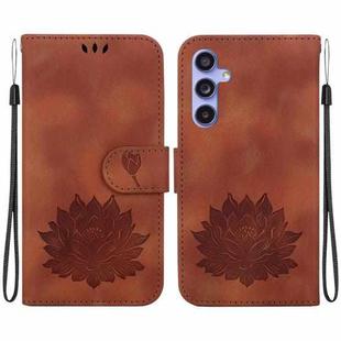 For Samsung Galaxy S23 FE 5G Lotus Embossed Leather Phone Case(Brown)