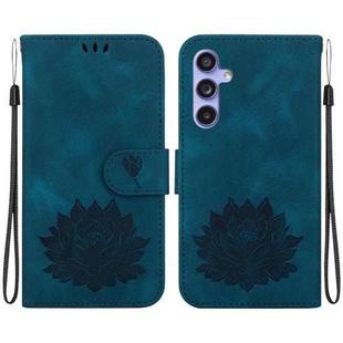 For Samsung Galaxy S23 FE 5G Lotus Embossed Leather Phone Case(Dark Blue)