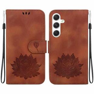 For Samsung Galaxy S24 5G Lotus Embossed Leather Phone Case(Brown)