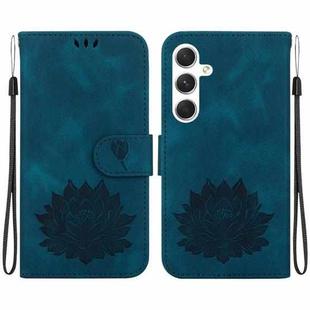 For Samsung Galaxy S24 5G Lotus Embossed Leather Phone Case(Dark Blue)