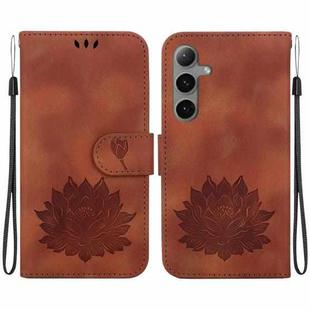 For Samsung Galaxy S24+ 5G Lotus Embossed Leather Phone Case(Brown)