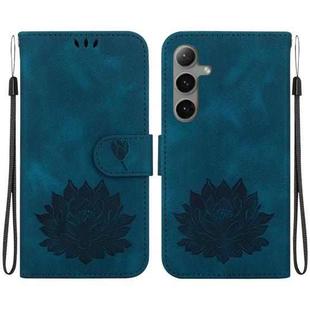 For Samsung Galaxy S24+ 5G Lotus Embossed Leather Phone Case(Dark Blue)