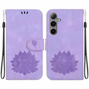 For Samsung Galaxy S24+ 5G Lotus Embossed Leather Phone Case(Purple)