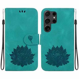 For Samsung Galaxy S24 Ultra 5G Lotus Embossed Leather Phone Case(Green)
