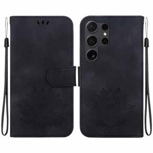 For Samsung Galaxy S24 Ultra 5G Lotus Embossed Leather Phone Case(Black)