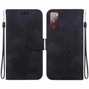 For Samsung Galaxy S20 FE 4G / 5G Lotus Embossed Leather Phone Case(Black)