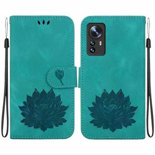 For Xiaomi 12 / 12X Lotus Embossed Leather Phone Case(Green)