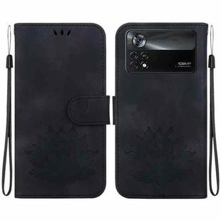 For Xiaomi Poco X4 Pro 5G Lotus Embossed Leather Phone Case(Black)