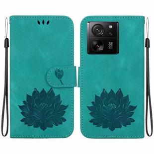 For Xiaomi 13T / 13T Pro Lotus Embossed Leather Phone Case(Green)