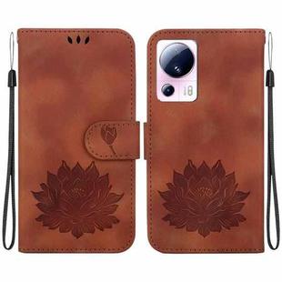 For Xiaomi 13 Lite / Civi 2 Lotus Embossed Leather Phone Case(Brown)