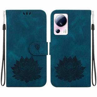 For Xiaomi 13 Lite / Civi 2 Lotus Embossed Leather Phone Case(Dark Blue)