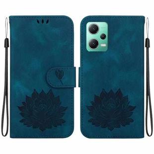 For Xiaomi Poco X5 Lotus Embossed Leather Phone Case(Dark Blue)