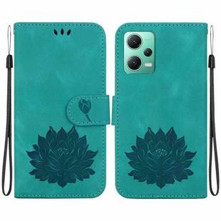 For Xiaomi Poco X5 Lotus Embossed Leather Phone Case(Green)