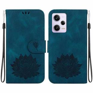 For Xiaomi Poco X5 Pro Lotus Embossed Leather Phone Case(Dark Blue)
