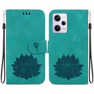 For Xiaomi Poco X5 Pro Lotus Embossed Leather Phone Case(Green)