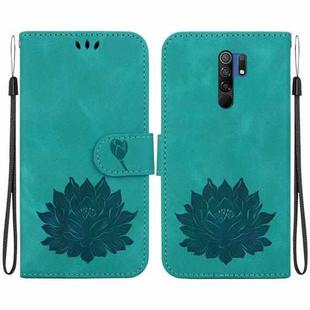 For Xiaomi Poco M2 Lotus Embossed Leather Phone Case(Green)
