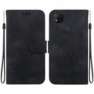 For Xiaomi Poco C31 Lotus Embossed Leather Phone Case(Black)