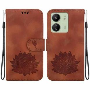 For Xiaomi Poco C65 4G / Poco M6 5G Lotus Embossed Leather Phone Case(Brown)