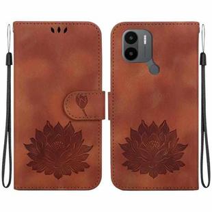 For Xiaomi Poco C50 / Poco C51 Lotus Embossed Leather Phone Case(Brown)