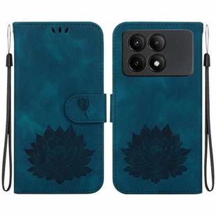 For Xiaomi Poco X6 Pro Lotus Embossed Leather Phone Case(Dark Blue)