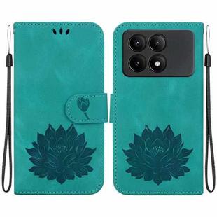 For Xiaomi Poco X6 Pro Lotus Embossed Leather Phone Case(Green)