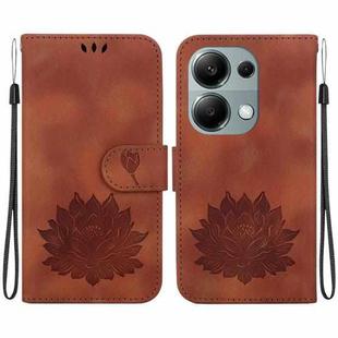 For Xiaomi Poco M6 Pro 4G Lotus Embossed Leather Phone Case(Brown)