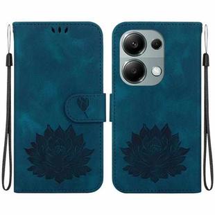 For Xiaomi Poco M6 Pro 4G Lotus Embossed Leather Phone Case(Dark Blue)