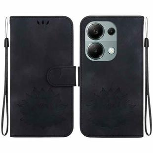 For Xiaomi Poco M6 Pro 4G Lotus Embossed Leather Phone Case(Black)