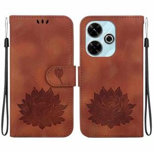 For Xiaomi Poco M6 4G Lotus Embossed Leather Phone Case(Brown)