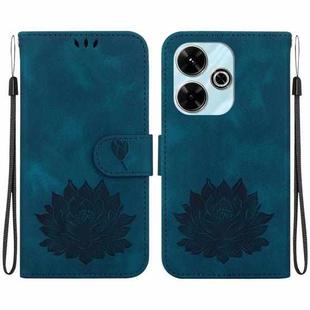 For Xiaomi Poco M6 4G Lotus Embossed Leather Phone Case(Dark Blue)