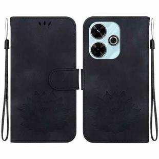 For Xiaomi Poco M6 4G Lotus Embossed Leather Phone Case(Black)