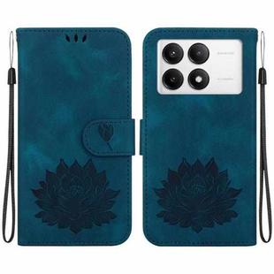 For Xiaomi Poco F6 Pro Lotus Embossed Leather Phone Case(Dark Blue)