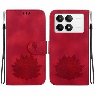 For Xiaomi Poco F6 Pro Lotus Embossed Leather Phone Case(Red)