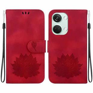 For OnePlus Nord 3 / Ace 2V Lotus Embossed Leather Phone Case(Red)