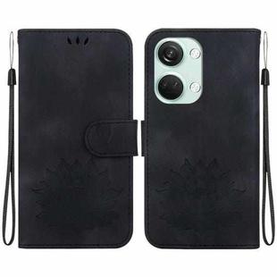 For OnePlus Nord 3 / Ace 2V Lotus Embossed Leather Phone Case(Black)