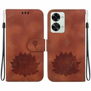For OnePlus Nord 2T Lotus Embossed Leather Phone Case(Brown)