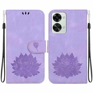 For OnePlus Nord 2T Lotus Embossed Leather Phone Case(Purple)