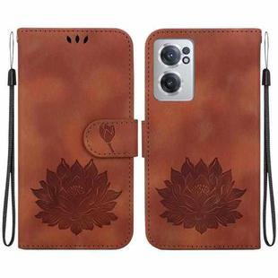 For OnePlus Nord CE 2 5G Lotus Embossed Leather Phone Case(Brown)