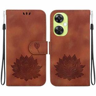 For OnePlus Nord CE 3 Lite / Nord N30 Lotus Embossed Leather Phone Case(Brown)