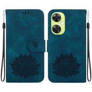 For OnePlus Nord CE 3 Lite / Nord N30 Lotus Embossed Leather Phone Case(Dark Blue)