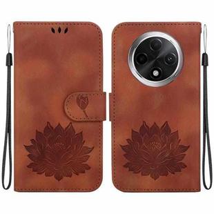 For OPPO A3 Pro 5G Lotus Embossed Leather Phone Case(Brown)