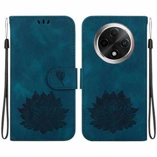 For OPPO A3 Pro 5G Lotus Embossed Leather Phone Case(Dark Blue)