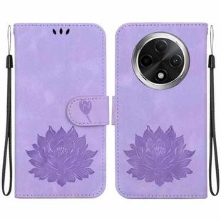 For OPPO A3 Pro 5G Lotus Embossed Leather Phone Case(Purple)