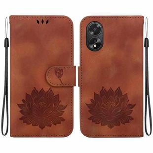 For OPPO A38 / A18 Lotus Embossed Leather Phone Case(Brown)