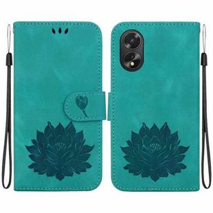 For OPPO A38 / A18 Lotus Embossed Leather Phone Case(Green)